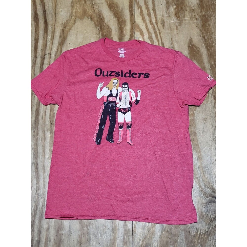 Hall and Nash Outsiders Shirt NWO WCW WWE WWF Red Cotton Crewneck Homage @u